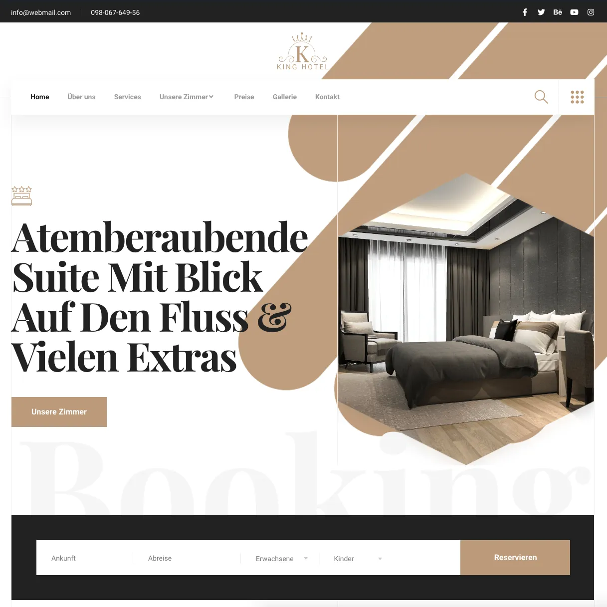 SEO Hannover - Willkommen auf der exklusiven Homepage unseres Hotels, gestaltet von einer Top-Webagentur Hannover. Entdecken Sie unsere moderne, luxuriöse Suite mit großem Bett, zeitgenössischer Einrichtung und atemberaubendem Blick auf den Fluss. Genießen Sie zahlreiche Extras und wählen oder reservieren Sie noch heute ganz einfach Ihr Zimmer. Local SEO Agentur Hannover.