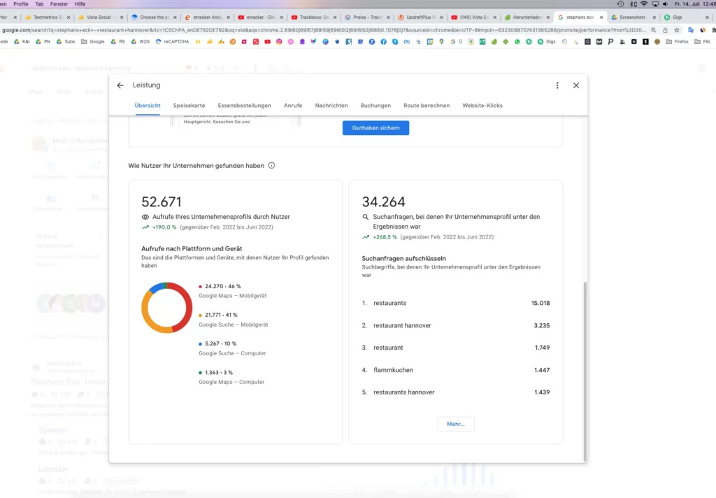 Screenshot einer Local SEO Analyse durch Local SEO Agentur Hannover