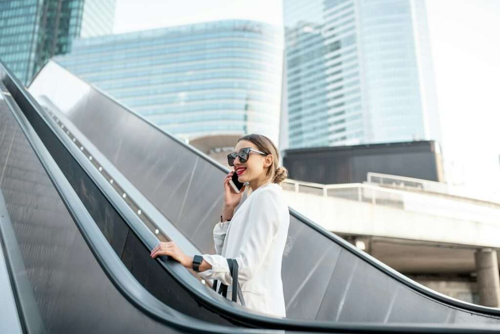 Business woman at the business center outdoors