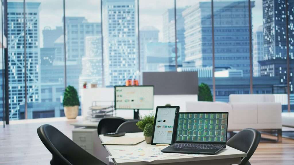 Empty modern office used as financial insurance agency headquarters