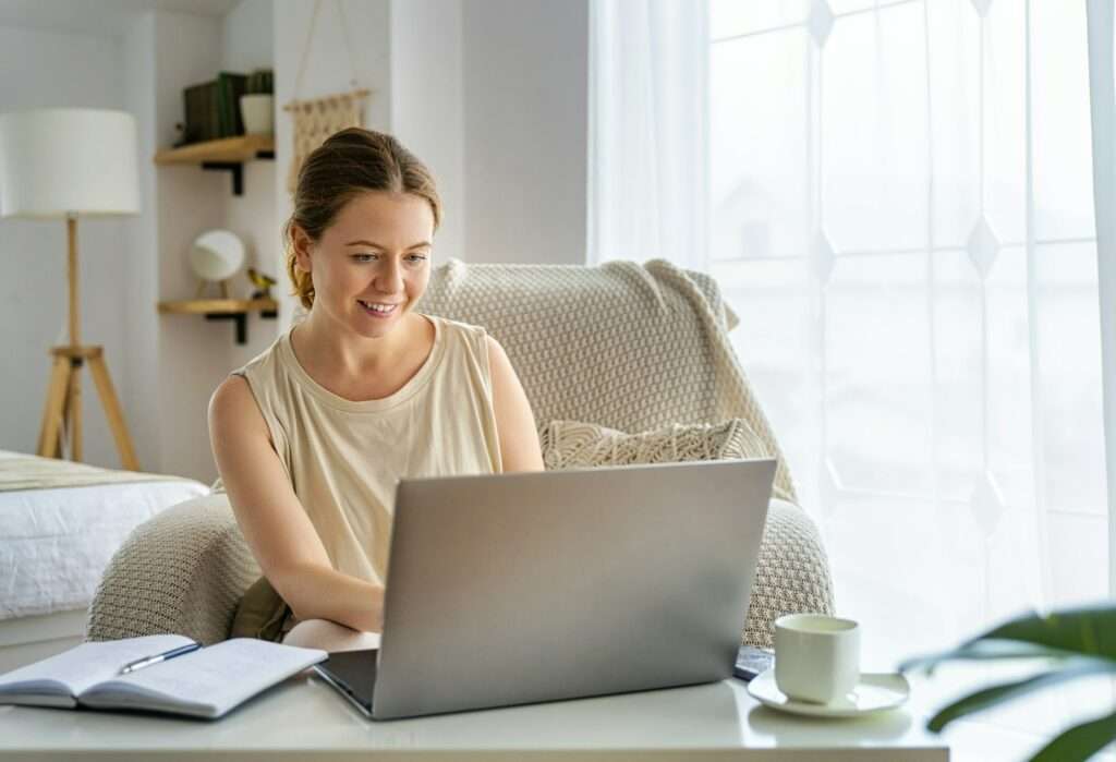 woman working on a laptop