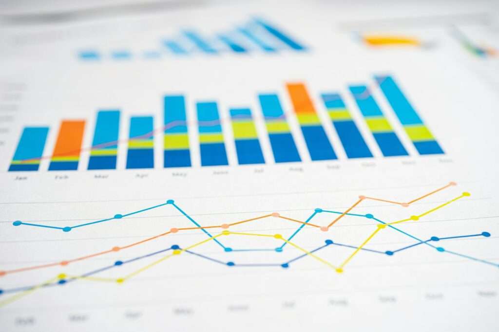 chart or graph paper. Financial, account, statistics and business data concept.