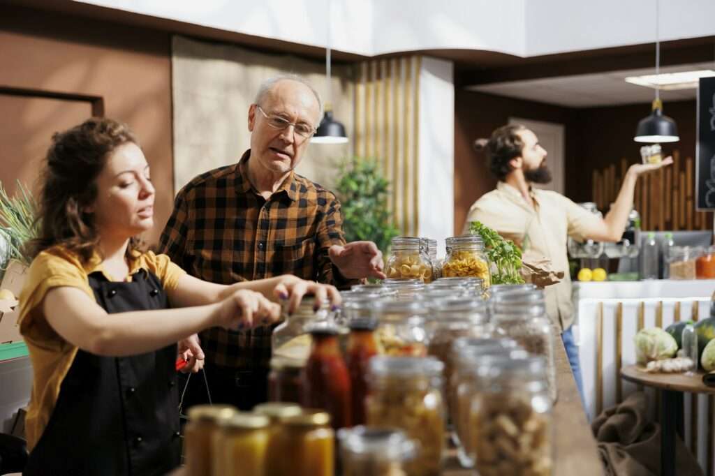 Clients in local eco friendly shop