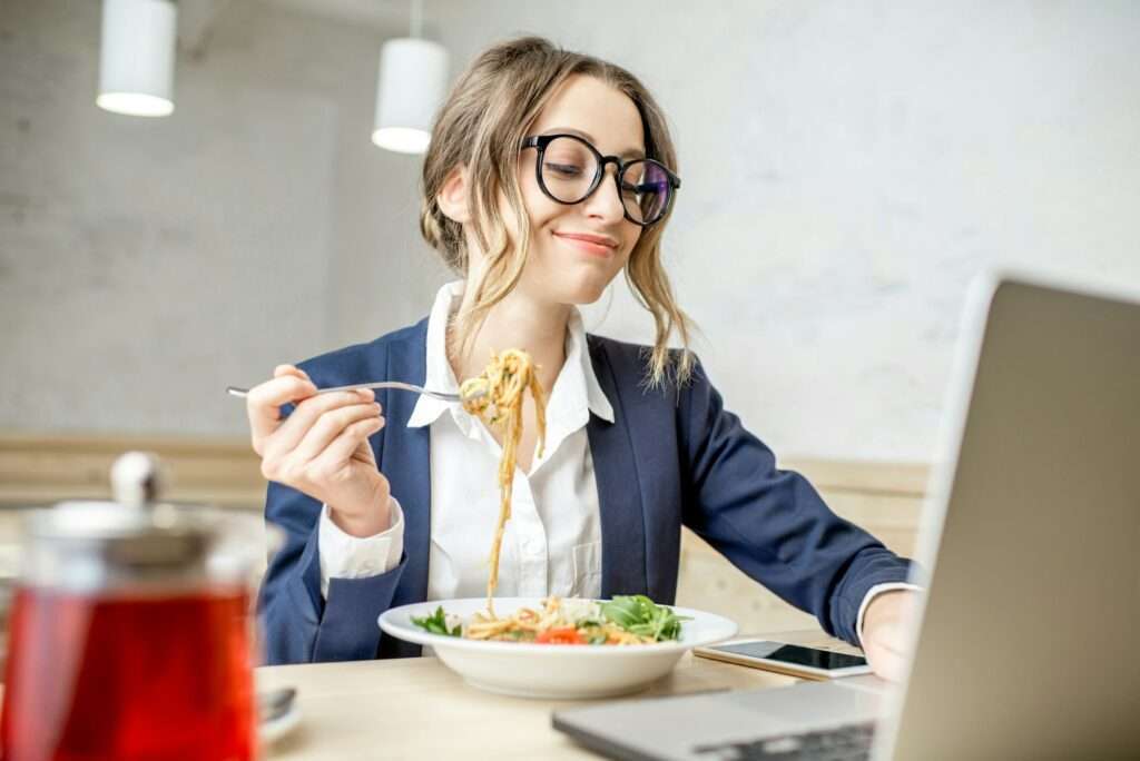 Woman having a business lunch