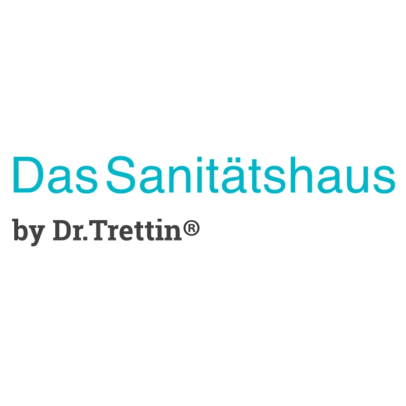 Webdesign Hannover - Das Logo für Das Sanitätshaus Trettin, Kunde der Reputations Schmiede Local SEO Agentur Hannover, zeigt "Das Sanitätshaus" in türkis und "by Dr. Trettin®" in schwarz auf weißem Hintergrund. Local SEO Agentur Hannover.