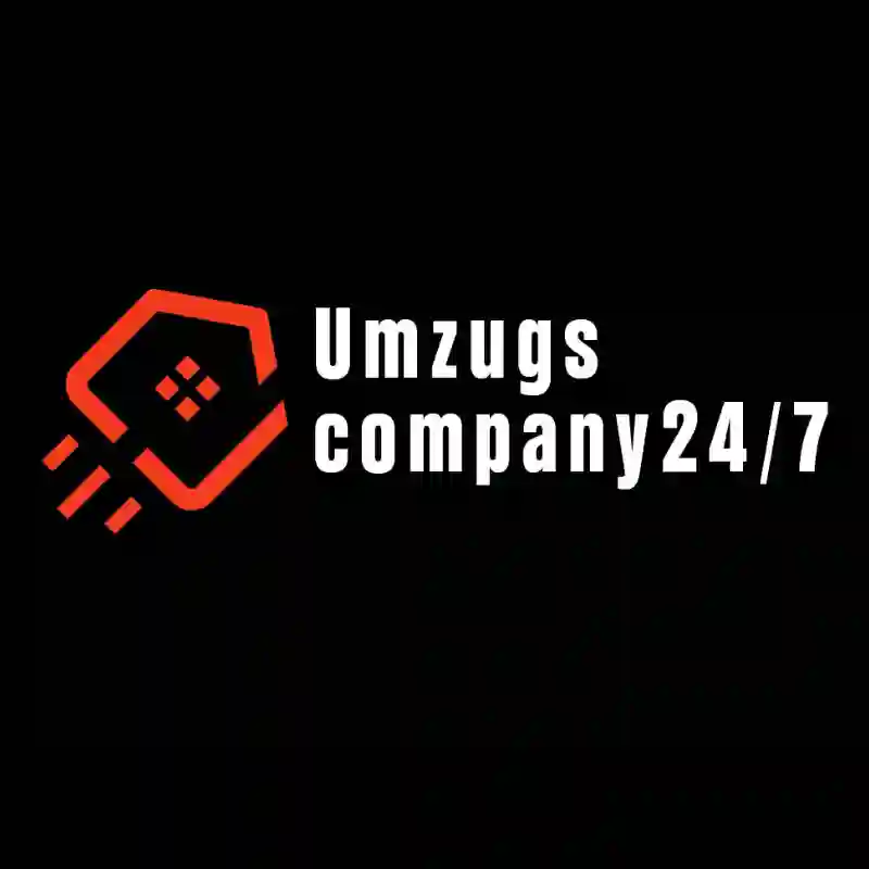 Webdesign Hannover - Ein schwarzer Hintergrund mit einem orangefarbenen, stilisierten Umzugskarton-Logo - UmzugsUnternehmen Hannover - erscheint links neben dem weißen Text mit der Aufschrift "Umzugs company24/7". Local SEO Agentur Hannover.