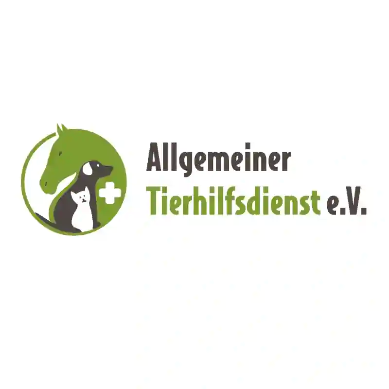 Webdesign Hannover - Logo eines Kunden der Local SEO Agentur Hannover: Logo für "Allgemeiner Tierhilfsdienst e.V." zeigt einen grünen Kreis mit Silhouetten von Pferd, Hund und Katze sowie einem weißen Kreuz - ein Symbol für Tierschutz und tierärztliche Hilfe. Local SEO Agentur Hannover.